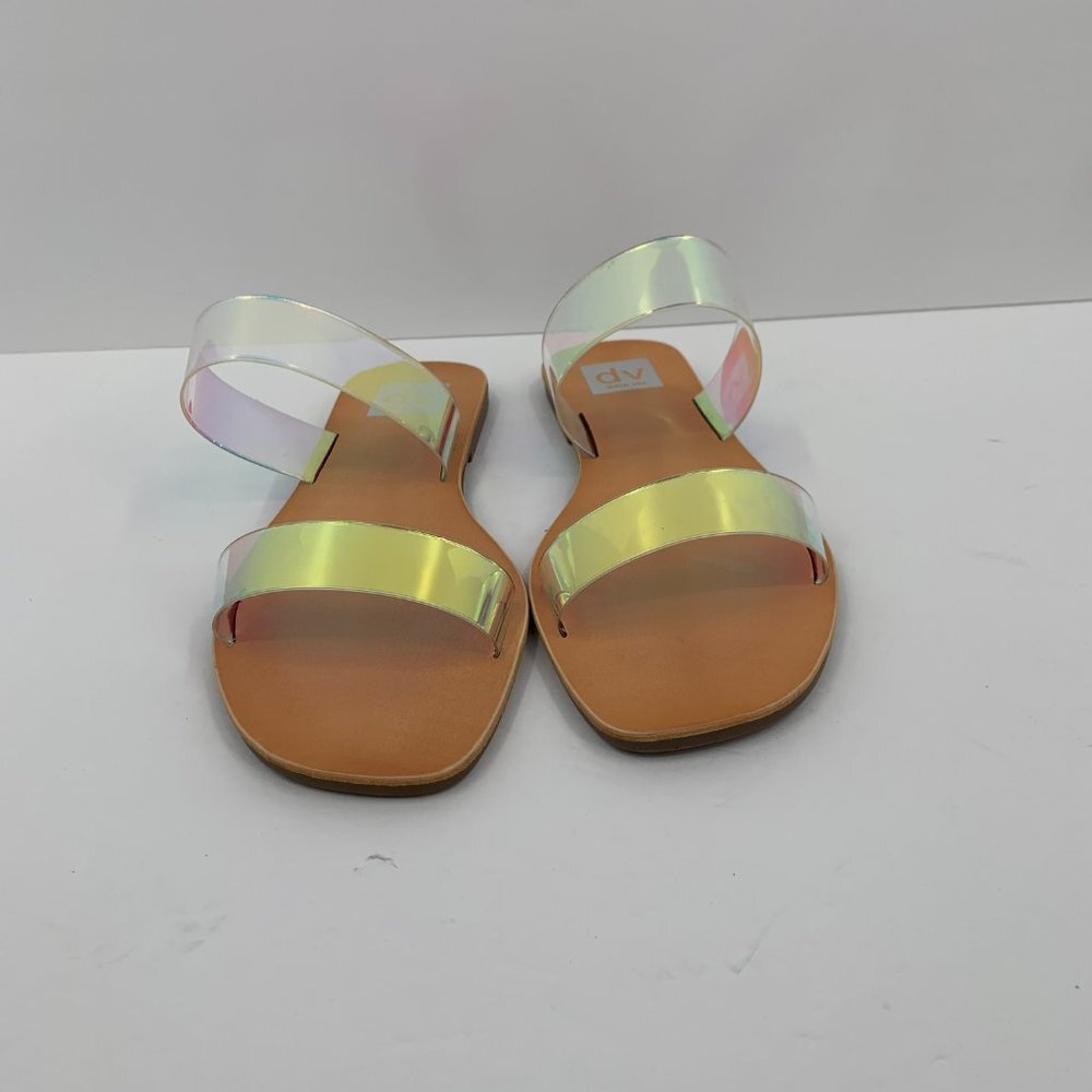 DV Dolce Vita Jane Iridescent double strap flat slide clear sandal new 8.5 - Picture 3 of 9